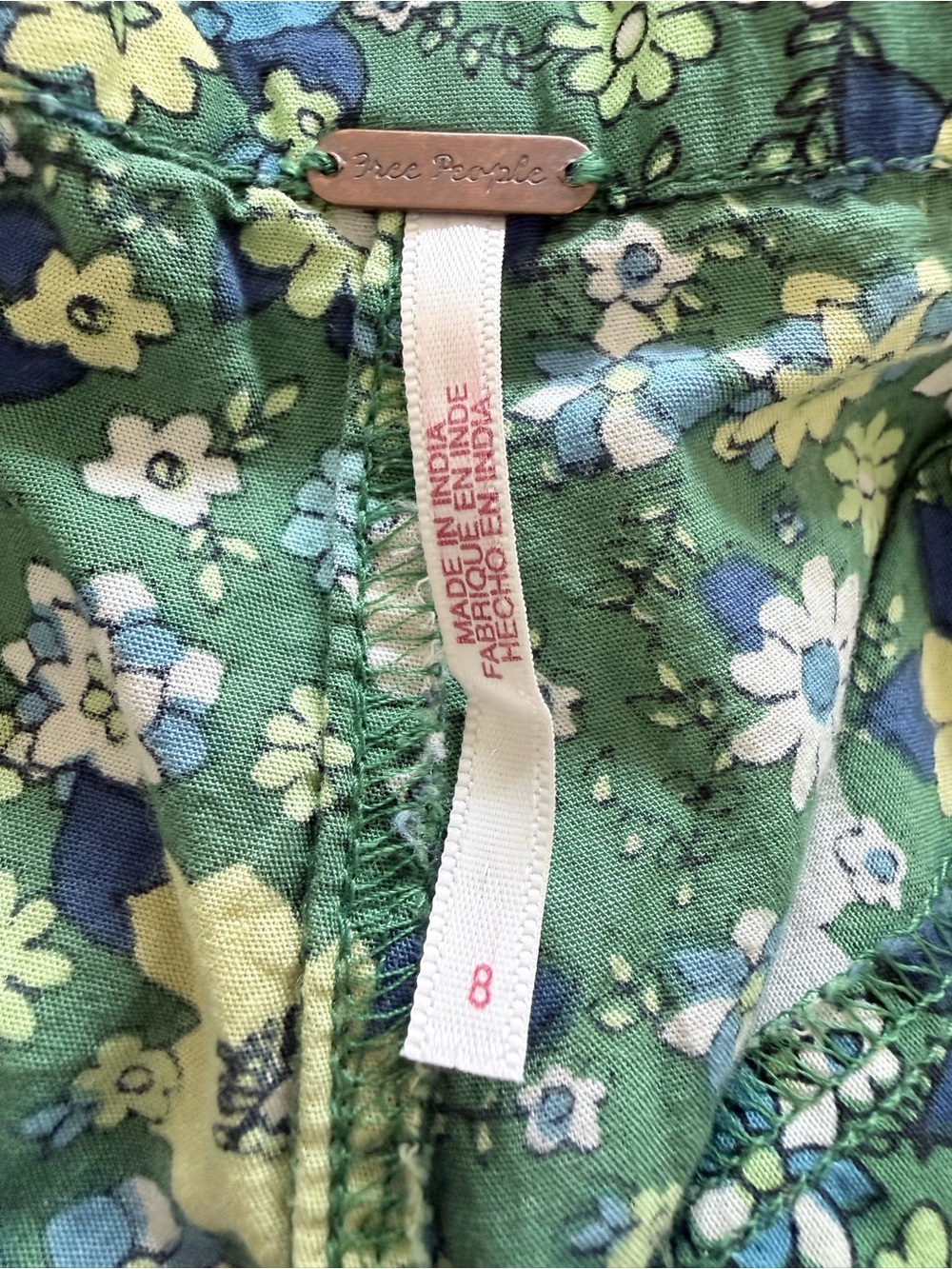 Anthropologie Green Floral Cropped Wide-Leg Pants - Picture 3 of 4